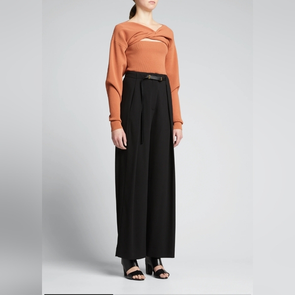 A.L.C. Greer twist-front ribbed-knit top with tank bolero brown M - Picture 12 of 13